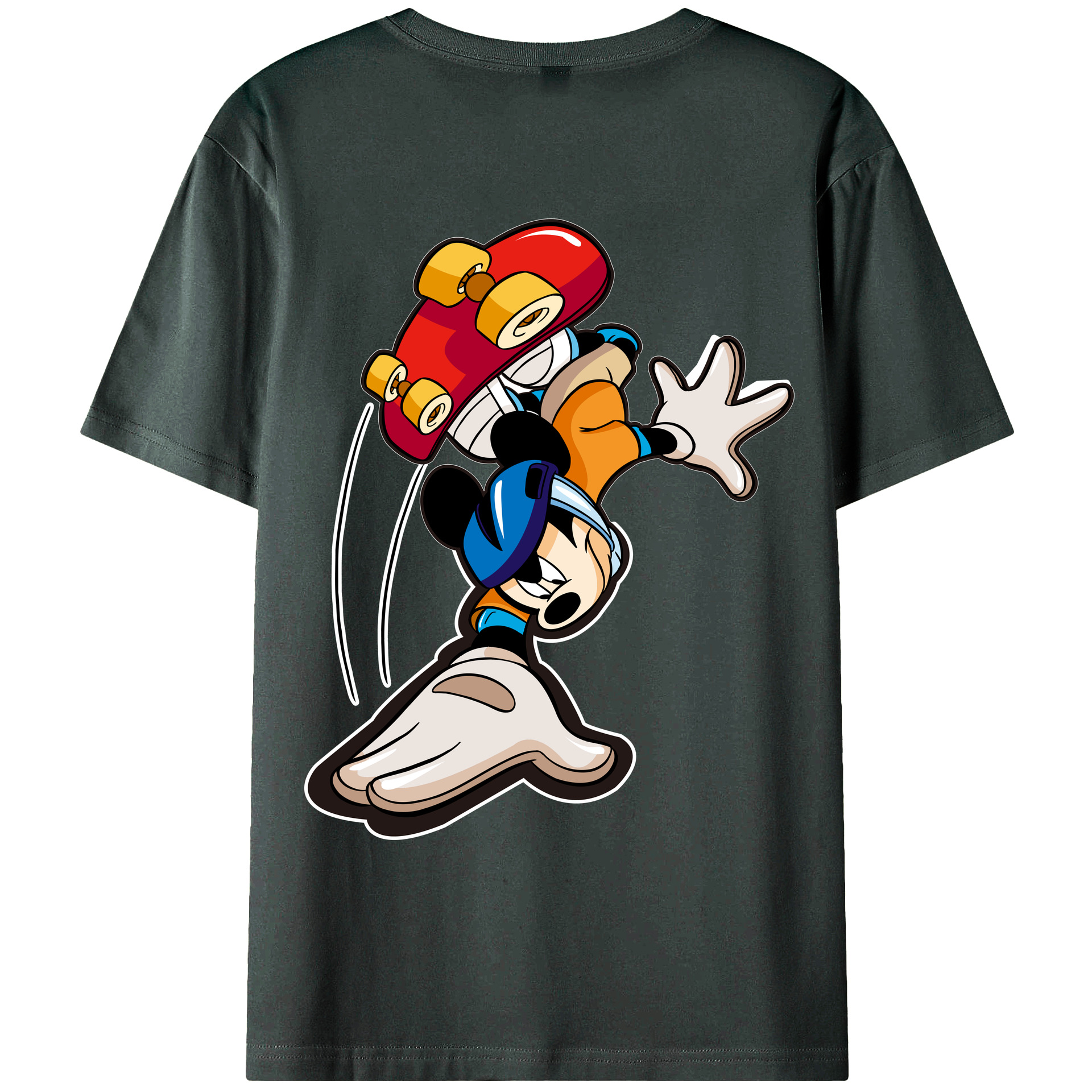 ミッキーマウス Mickey Mouse 綿100％ メンズ半袖Tシャツ（バックプリント） 通気性